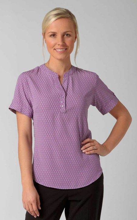 Beth 3 Button Neck Short Sleeve