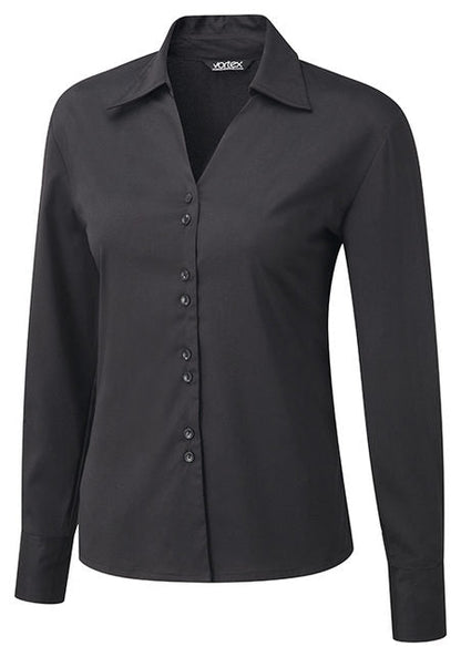 Freya Double Button Stretch Blouse Long Sleeve