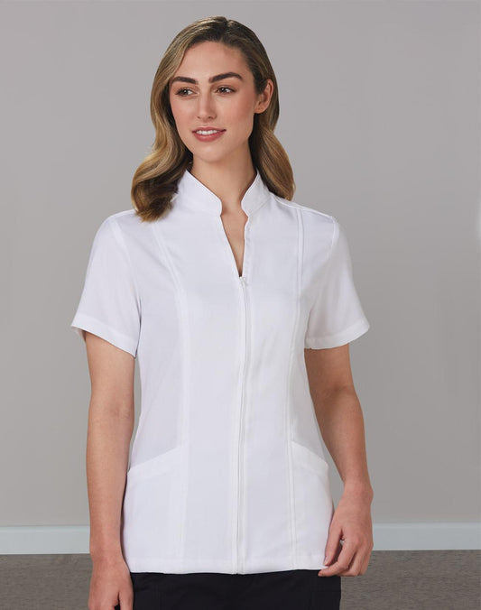 Ladies Full Zip Front Short Sleeve Tunic - M8636S