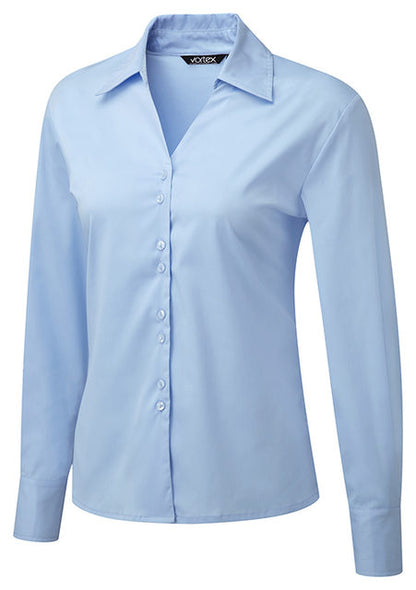 Freya Double Button Stretch Blouse Long Sleeve